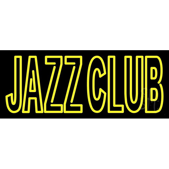 Double Stroke Red Jazz Club With Yellow Border LED Neon Sign 13 x 32 - inches, Clear Edge Cut Acrylic Backing, with Dimmer - Bright and Premium built indoor LED Neon Sign for Bar decor.