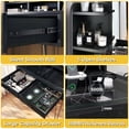 thumbnail image 6 of TC-Homeny Makeup Vanity Table with Charging Station & Compartment Storage Drawers, Visible Glass Desktop & Stool Set, Black, 6 of 9