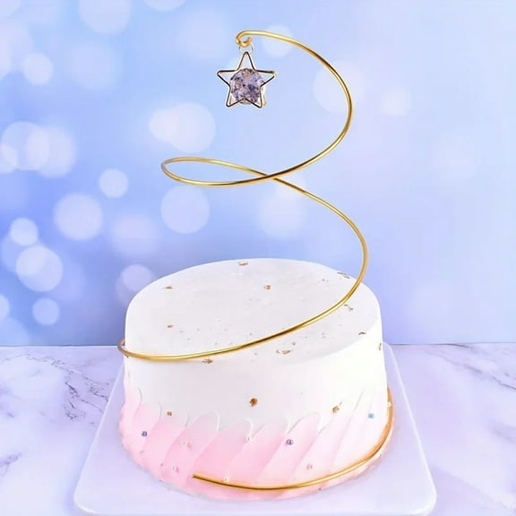1pc-Iron crystal spiral ball cake decoration accessories, cake top decoration, suitable for engagement parties, birthday cakes