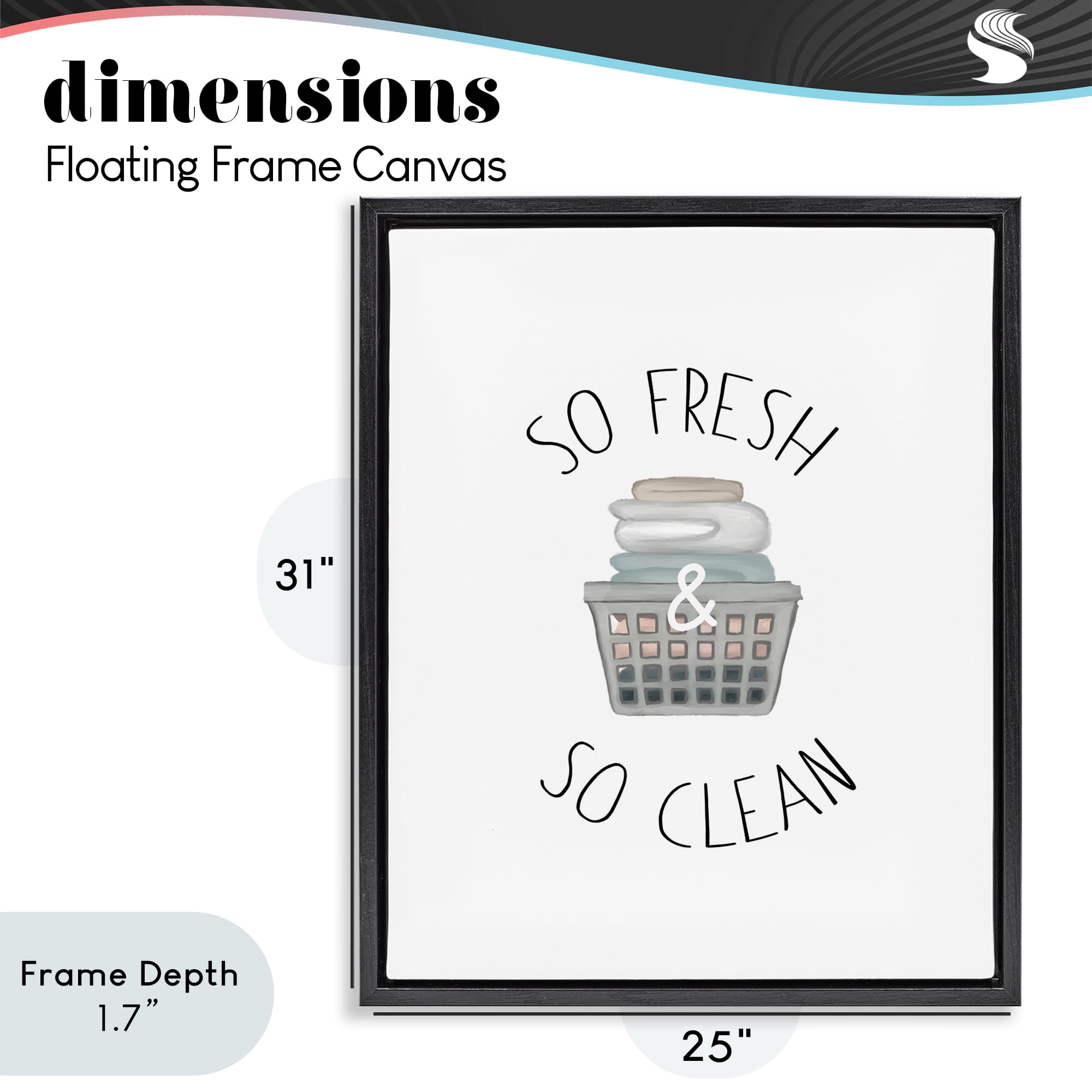 Stupell Industries So Fresh Laundry Basket Black Framed Floater Canvas Wall Art, design by Elizabeth Medley