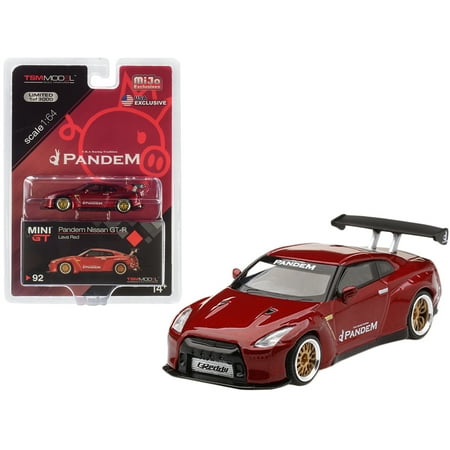 Nissan GT-R R35 Pandem with GT Wing Lava Red Limited Edition to 3000 pcs 1/64 Diecast Model Car by True Scale Miniatures