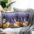thumbnail image 2 of Outdoor Waterproof Pillow Covers Halloween Watercolor Pumpkin Ghost Decorative Throw Pillow Protectors,Tree Purple Wood Plaid Pillowcase Cushion Cases for Patio Sofa Garden Couch,18x18in,Pack of 2, 2 of 9