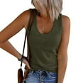 thumbnail image 5 of Usmixi Tank Top for Women Solid V-Neck Sleeveless T Shirts Plus Size Casual Knitted Ribbed Basic Vest Blouses Army Green M Clearance Clothes, 5 of 7