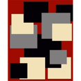 thumbnail image 1 of Tapis Indien Moderne Sculpté à la Main 4 x 6 Hollywood - Gris Rouge &amp; Noir, 1 of 1
