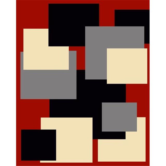 Tapis Indien Moderne Sculpté à la Main 4 x 6 Hollywood - Gris Rouge & Noir