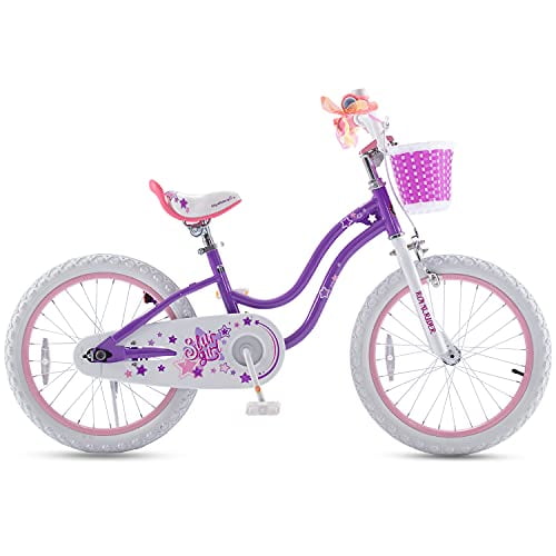 RoyalBaby Stargirl Kids Bike 18 Pouces Filles Vélo pour Enfants avec Béquille et Panier, Violet