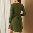 thumbnail image 3 of Robe de Maternité pour Femmes, Couleur Unie Col Rond Manches Longues avec Taille Cintrée, Coupe Ample Jupe de Grossesse Confortable pour Extérieur, 3 of 5