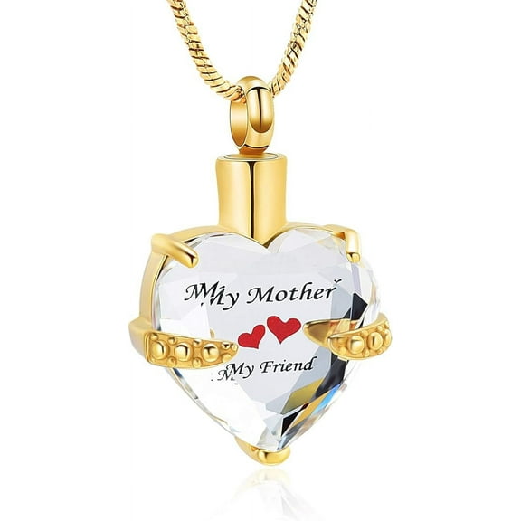 Urn Necklace for Ashes Crystal Hollow Heart Pendant Ashes Keepsake Jewelry - Mother Cremation Memorial Gift