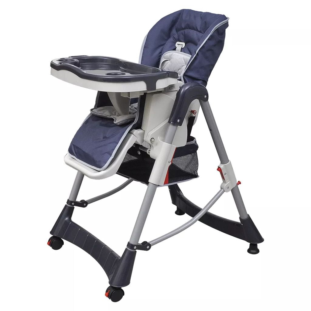 Baby High Chair Deluxe Dark Blue Height Adjustable
