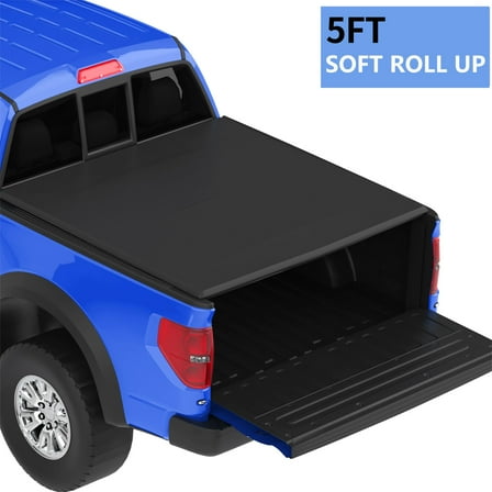 YJETYH 5FT Soft Roll-Up Tonneau Cover, Compatible with 2020-2025 Jeep Gladiator JT Truck (Without Trail Rail System), Black