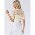 thumbnail image 3 of DARING DIVA Women's Lace Shrug Bolero Satin Panel Crop Cardigans L Beige, 3 of 5