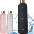 thumbnail image 1 of Botella de agua Deportiva 1 litro motivacional ligera con marcadores de tiempo,Sin BPA y 100% de protección contra fugas,reutilizable para Gimnasio, Fitness,Entrenamiento,Viajes (Negro), 1 of 4