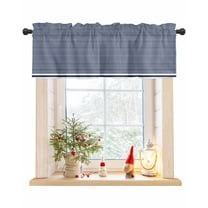 Navy Blue White Striped Curtain Valance for Windows/Living Room/Kitchen/Bathroom/Café, Short Rod Pocket Tier Curtain Window Panel Farmhouse Geometric Horizontal Lines Stripes Topper Curtain 42''x18''