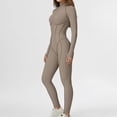 thumbnail image 5 of FNFYFH Women Long Sleeve Workout Jumpsuit Zip Up Romper Bottom Pants Bodysuit Bodycon One Piece Jumpsuits, 5 of 8