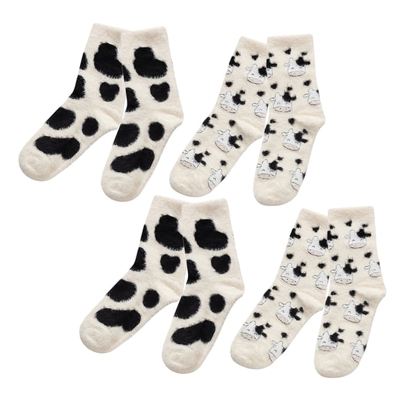 Masteelf 4 Pairs Animal Fuzzy Socks for Women Winter Cotton Woman Girl