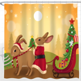 thumbnail image 1 of Whimsical Christmas Shower Curtain with Adorable Rabbits in Santa Suit - Festive Decor, 1 of 5