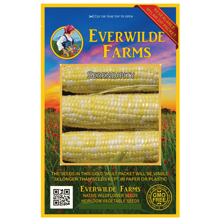 - Everwilde Farms - 100 Serendipity F1 Hybrid Bicolor Sweet Corn Seeds - Gold Vault Jumbo Bulk Seed Packet