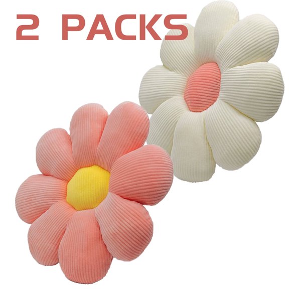2 Pack Flower Pillow, 16'' Flower Shaped Throw Pillow, Soft Decorative Cushion for Sofa, Bed, and Floor Seating
