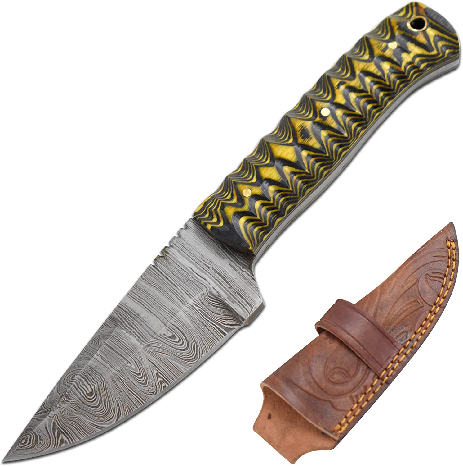 Old Ram Handmade Real Damascus Steel Two Tone Full Tang Hunting Knife