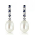 thumbnail image 2 of Galaxy Gold 14K White Gold Sapphire and Diamond Earrings with Freshwater Pearls, 2 of 3