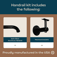 thumbnail image 4 of Industrial Aluminum 1.5 Inch Round Ada Complete Indoor/outdoor Straight Handrail Grab Bar Kit, Returns To Wall, 4 Foot Handrail, 4 of 4