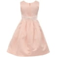 thumbnail image 3 of Little Girls Satin Butterfly Mesh Lace Ribbon Trim Holiday Party Easter Flower Girl Dress Blush 6 (J21KS12), 3 of 4
