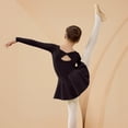 thumbnail image 5 of AHTJRT Ballet Leotards for Girls Long Sleeve V Neck Dance Ballerina Outfits Dresses with Skirt Drop Shoulder Classic Gymnastics Bodysuit Black 12-13 Years, 5 of 7