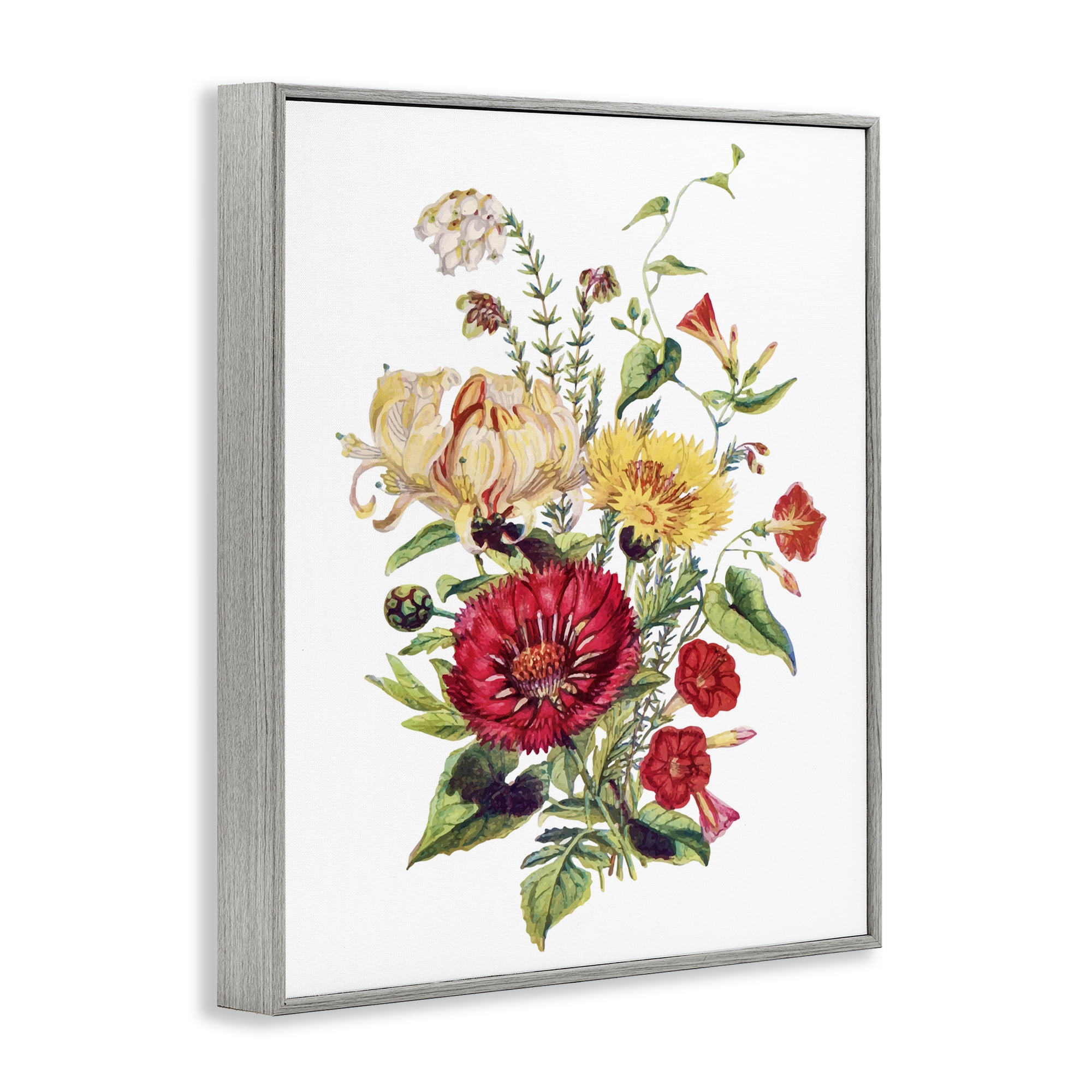 Bundle Of Wild Florals Gray Framed Giclee Art, design by Lettered and Lined