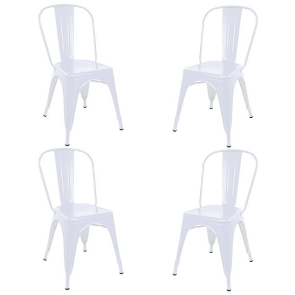Set De 4 Sillas Tolix Metálicas Vintage Para Comedor Restaurante Exterior Interior blanco