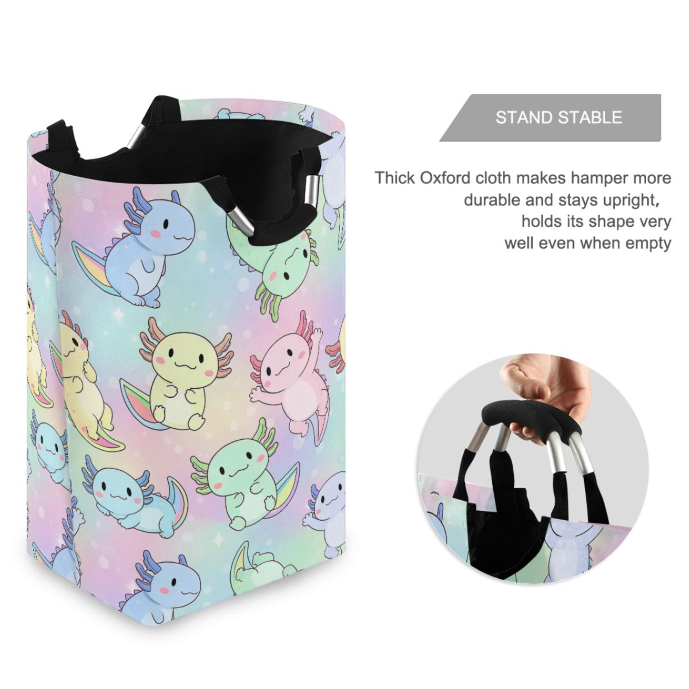 Ryvnso Gradient Axolotls Pattern Large Storage Basket with Handles Collapsible Organizer Bin Laundry Hamper