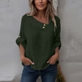 thumbnail image 7 of Kaemgyyd Womens Tops Cotton Linen Roll up 3/4 Sleeve Casual Loose Fit Blouses Comfortable Solid Color Trendy T-Shirt, 7 of 7