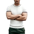 thumbnail image 4 of vdgthytj Mens Short Sleeve T Shirts Crew Neck Cable Knit Regular Fitted Tees Summer Casual Striped Sweater T Shirts, 4 of 5