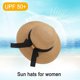 thumbnail image 3 of 54-58 cm sombrero circunferencia sombrero femenino verano al aire libre playa grandes aleros protector solar sombrilla sombrero de paja pajarita plegable, 3 of 5