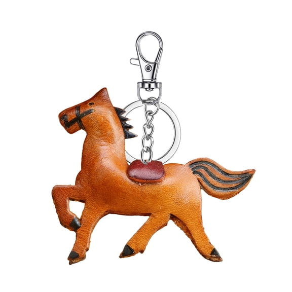 Brown Brown Genuine Leather Horse Keychain With Metal Hardware And Detailed Hand Stitching For A Unique Decorative Accessory And A Thoughtful Miniature Gift