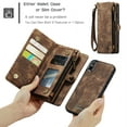 thumbnail image 4 of For iPhone X, iPhone XS Wallet Case,Multi-Functional Retro Leather Purse Flip Cover Zipper Wallet Case with Removable Card Slots Pocket & Detachable Wrist Strap Magnetic Phone Case, Darkbrown, 4 of 9