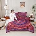 thumbnail image 4 of Manfei Bohemian Mandala Queen Comforter Set 3 Pieces for Girls Women, Hippie Floral Flower Bedding Sets, Red Purple Bedding Comforter Set, Luxury Bedroom Decor, 4 of 8