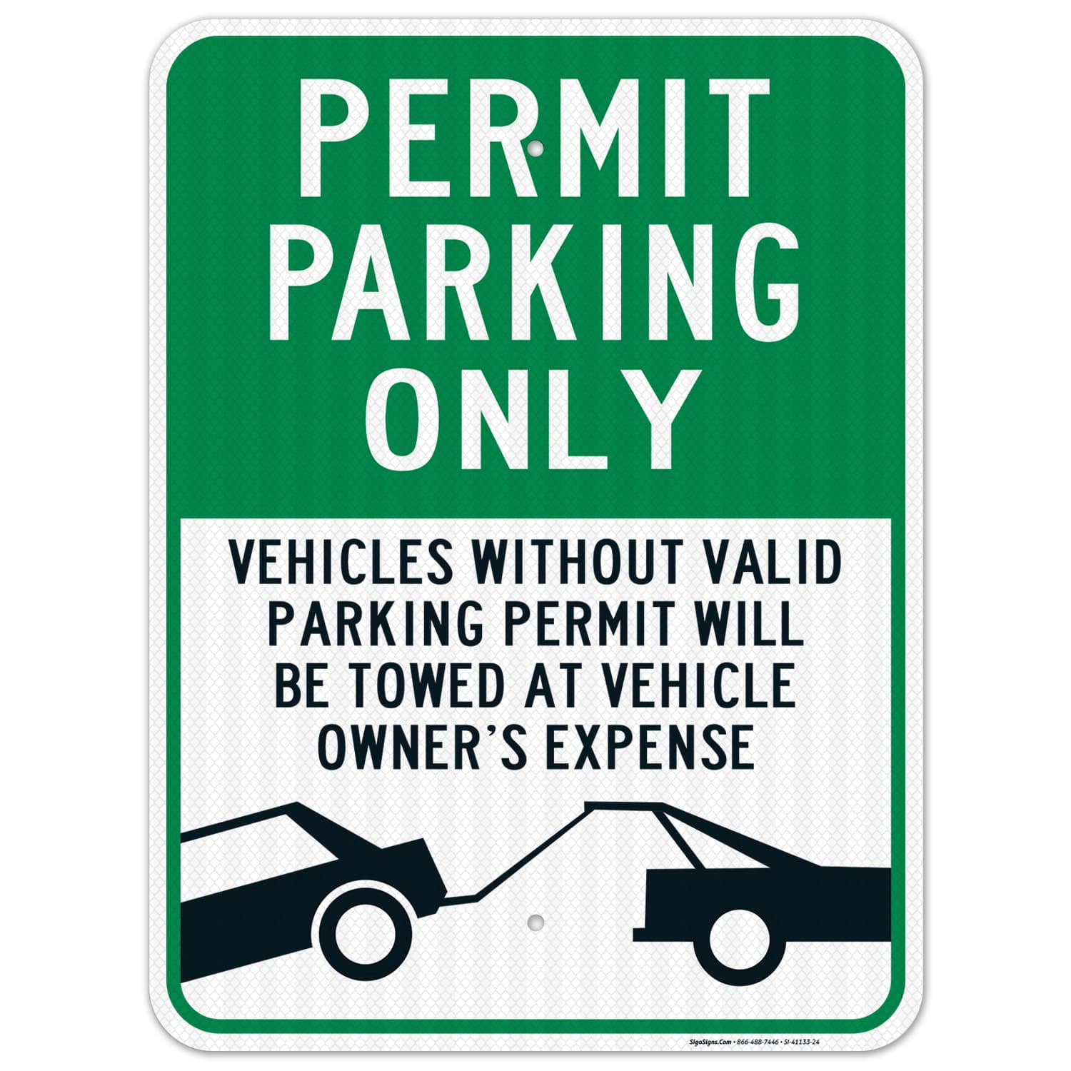 Permit Parking Only Sign, Will Be Towed At Owner'S Expense, 18x24 ...