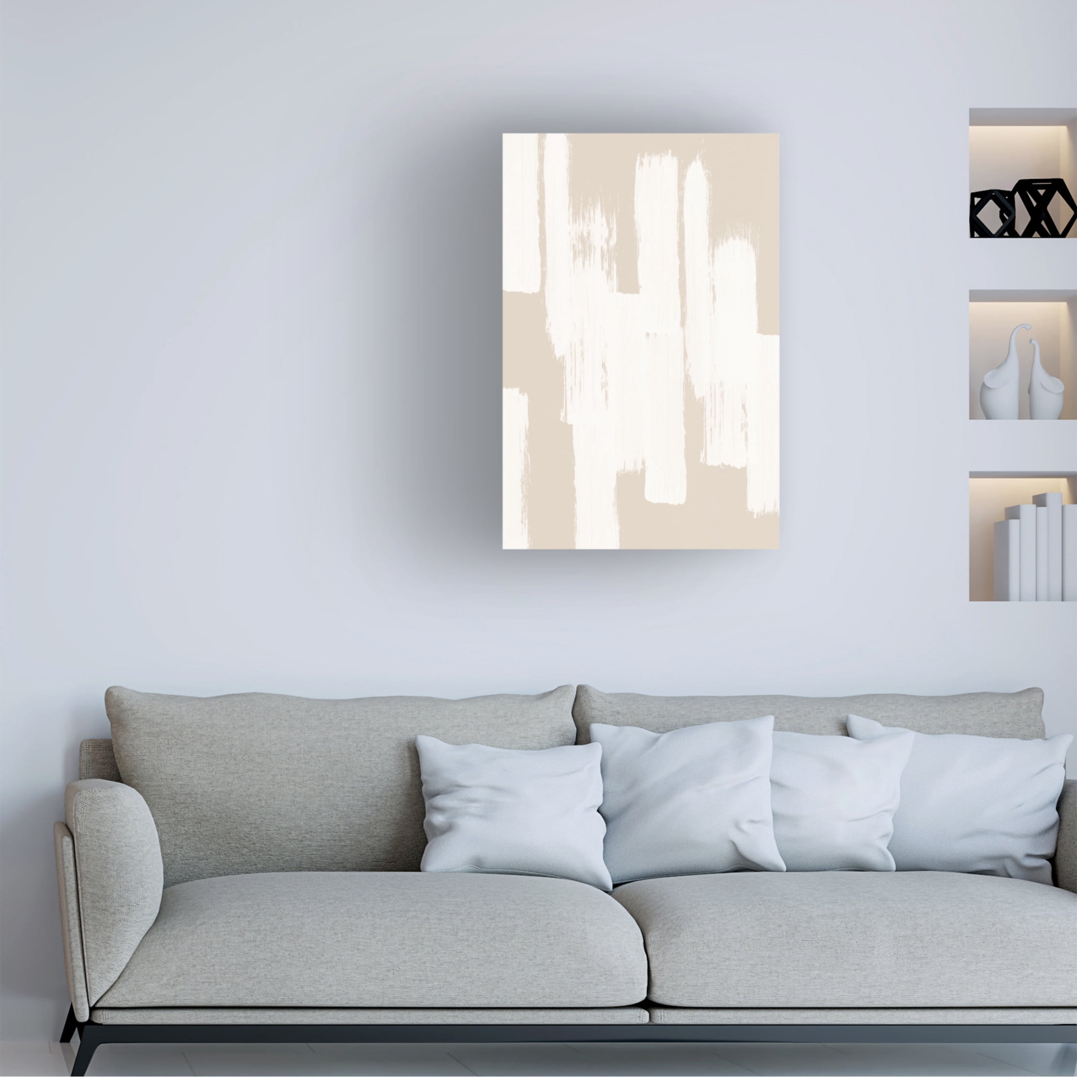 Trademark Fine Art Melloi Art Prints Beige Brush Strokes Canvas Wall Art