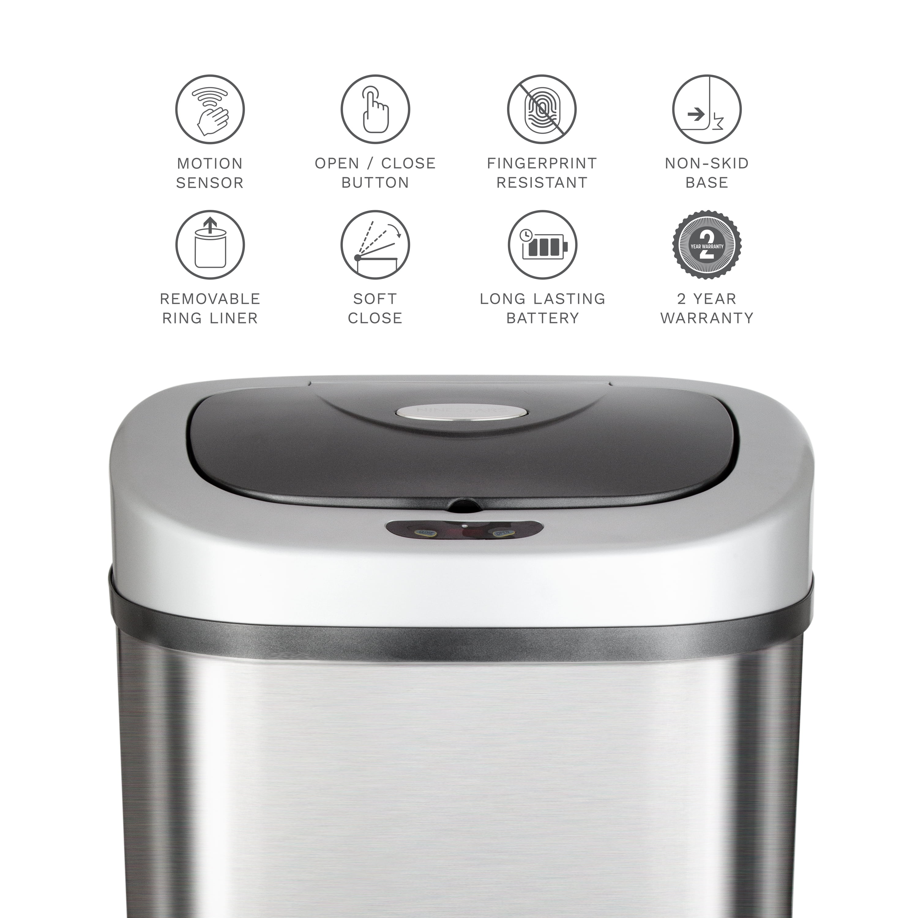 Nine Stars Sensor Trash Can, Stainless Steel (21.1 gal) - Sam's Club