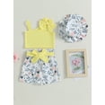 thumbnail image 3 of Bagilaanoe 2pcs Toddler Baby Boy Girl Short Pants Set One Shoulder Sleeveless Crop Tops + Shorts + Hat 9M 12M 24M 3T 4T 5T Kids Casual Summer Outfits, 3 of 8