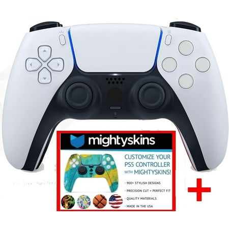 Sony PlayStation 5 PS5 DualSense Wireless Controller White w/ Mightyskins Custom Skin Code Voucher - Bundle
