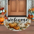 thumbnail image 5 of HomeKingdee Half Round Door Mat Soft Non Slip Semi Circle Bath Rug with TPR Backing,Thanksgiving Fall Sunflower Pumpkin On Plaid Welcome Doormat Entryway Rugs, 5 of 6