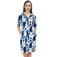 thumbnail image 2 of Bimba Women Rayon Blue Sleepshirt Short Sleeve Geometric Print Sleepwear Dress - 18, 2 of 8