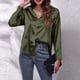 thumbnail image 5 of Blusa de seda satinada con botones para mujer - Camisa de trabajo informal holgada de manga larga - Tejido suave 95 % poliéster - Prenda versátil, 5 of 6
