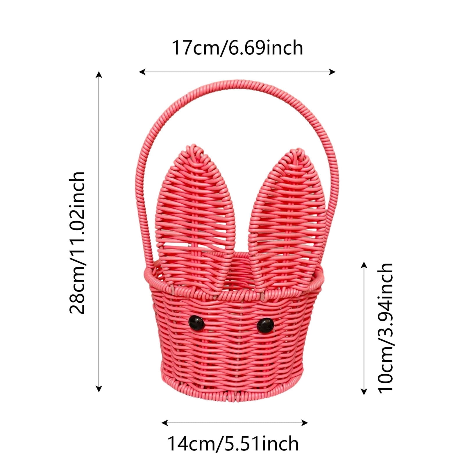 Junepar Easter Bunny Ear Basket Handwoven Rabbit Candy Storage Basket Cute Bunny Ear Wicker Basket for Easter Party Decoration