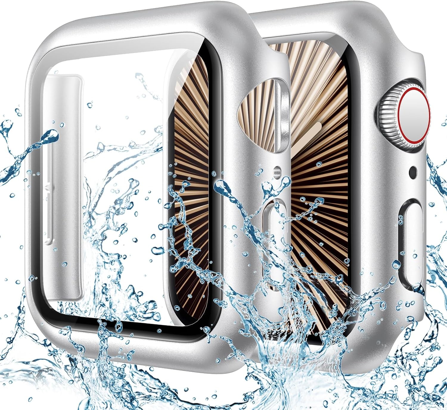 XiHAMA Waterproof Screen Protector Case Compatible with Apple Watch Series 6/5/4/SE 44mm, Hard Bumper with Tempered Glass for Watch Cover