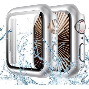 XiHAMA Étanche protection de l'écran Case compatible avec Apple Watch Series 6/5/4/SE 44mm, Bumper dur avec verre trempé pour la couverture de montres