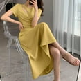 thumbnail image 3 of cocolona Summer Dresses for Women 2025 Fashion Casual Solid Color Long Maxi Dress Short Sleeve Waist Slim Sun Dress M-3XL, 3 of 4