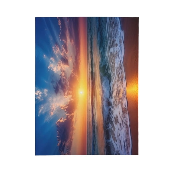 PHELIKA Ocean Waves Beach Sand Seaside Sunrise 04 All Season Soft Throw Blanket Lightweight Flannel Fleece Blankets 50"x40"