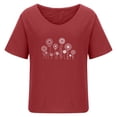 thumbnail image 4 of Blusa informal para mujer, cuello redondo, estampado floral, manga corta, camiseta suelta, tops para mujer Pompotops hfajkhk138462, 4 of 5